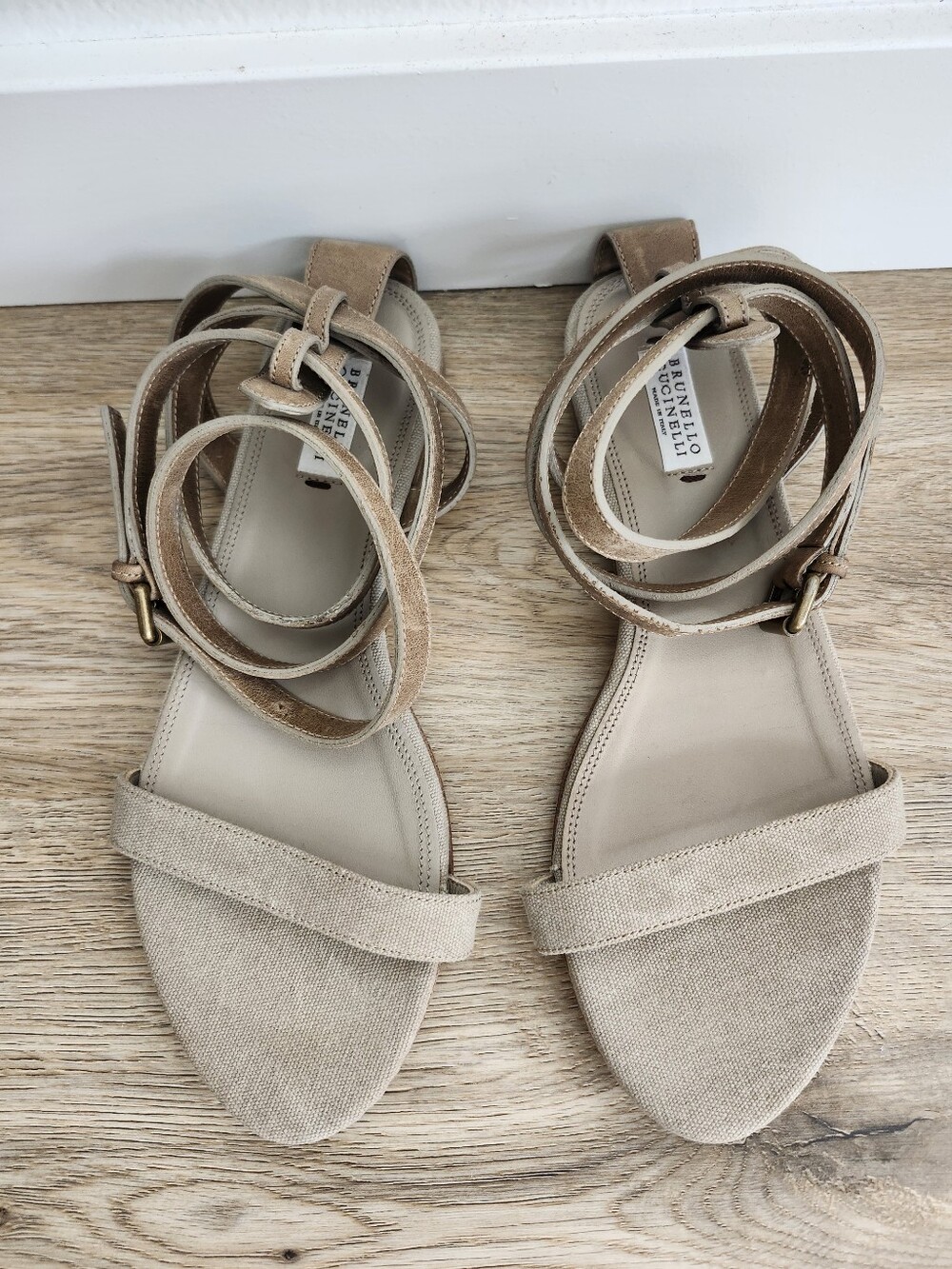 Brunello Cucinelli Ankle Wrap Sandals, Size 38.5